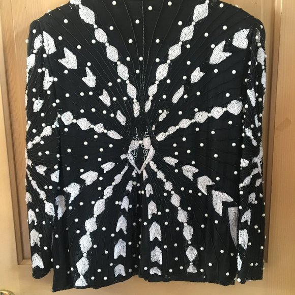Vintage 80s SWEE LO Silk Evening Embellished Sequin Beaded Jacket - See NOTES - Picture 5 of 7
